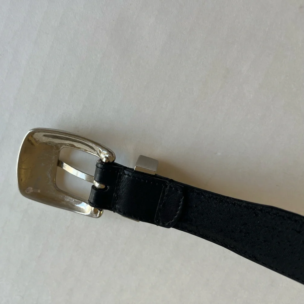 PGA TOUR Men’s Black Leather Silver Golf  Medallions Embellished Golf Belt
